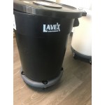 Lavex 32 Gallon Gray Round Commercial Trash Can with Lid and Dolly