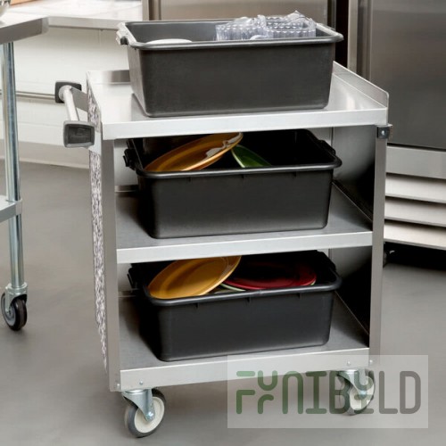 Lakeside 822GS 3 Shelf Heavy Duty Stainless Steel Utility Cart with Enclosed Base and Gray Sand Finish - 19 1/2