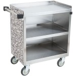 Lakeside 822GS 3 Shelf Heavy Duty Stainless Steel Utility Cart with Enclosed Base and Gray Sand Finish - 19 1/2 Lakeside 822GS 3 Shelf Heavy Duty Stainless Steel Utility Cart with Enclosed Base and Gray Sand Finish - 19 1/2