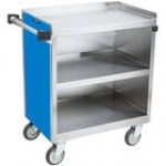 Lakeside 822GS 3 Shelf Heavy Duty Stainless Steel Utility Cart with Enclosed Base and Gray Sand Finish - 19 1/2 Lakeside 822GS 3 Shelf Heavy Duty Stainless Steel Utility Cart with Enclosed Base and Gray Sand Finish - 19 1/2
