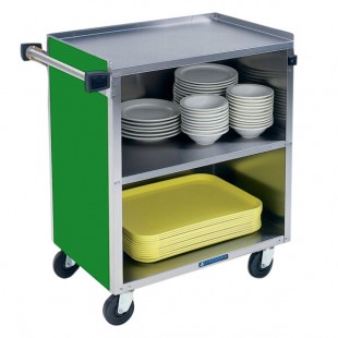 Lakeside 622G Medium-Duty Stainless Steel Three Shelf Utility Cart with Enclosed Base and Green Finish - 19