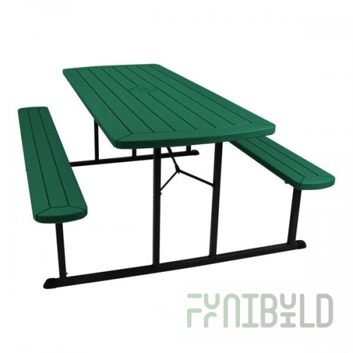 National Public Seating BMPT Series 6' Green Folding Picnic Table with Black Frame