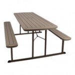 National Public Seating BMPT Series 6' Green Folding Picnic Table with Black Frame