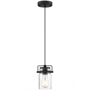 SATCO/NUVO Antebellum 1-Light Mini Pendant Light with Clear Glass and Matte Black Finish - 120V, 60W SATCO/NUVO Antebellum 1-Light Mini Pendant Light with Clear Glass and Matte Black Finish - 120V, 60W
