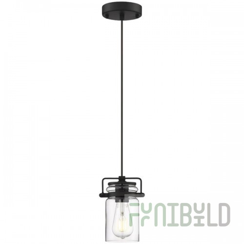 SATCO/NUVO Antebellum 1-Light Mini Pendant Light with Clear Glass and Matte Black Finish - 120V, 60W
