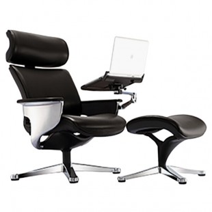 Eurotech Seating NUVEMBLK Nuvem Black Leather Lounge Office Chair with Aluminum Frame