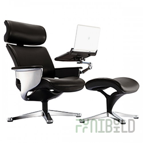 Eurotech Seating NUVEMBLK Nuvem Black Leather Lounge Office Chair with Aluminum Frame