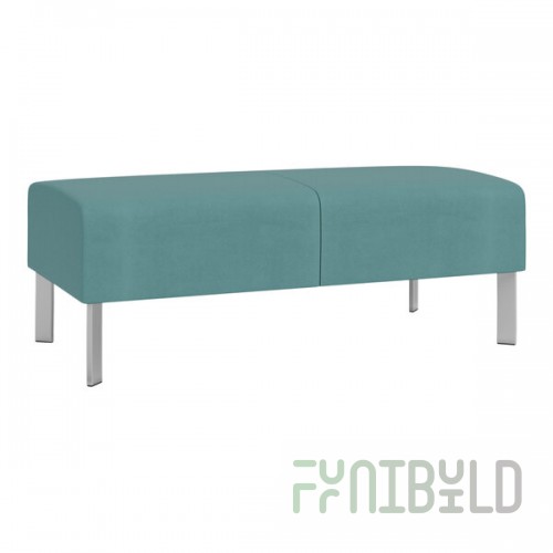 Lesro Luxe Lounge Series Patriot Plus Sea Vinyl 2-Seat Bench with Steel Legs