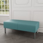 Lesro Luxe Lounge Series Patriot Plus Sea Vinyl 2-Seat Bench with Steel Legs