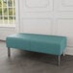 Lesro Luxe Lounge Series Patriot Plus Sea Vinyl 2-Seat Bench with Steel Legs