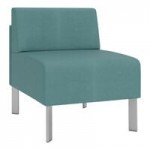 Lesro Luxe Lounge Series Patriot Plus Sea Vinyl 2-Seat Bench with Steel Legs