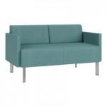 Lesro Luxe Lounge Series Patriot Plus Sea Vinyl 2-Seat Bench with Steel Legs