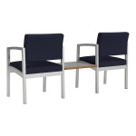 Lesro Lenox Steel Open House Navy Fabric Two Guest Arm Chairs with Sarum Twill Laminate Connecting Table Lesro Lenox Steel Open House Navy Fabric Two Guest Arm Chairs with Sarum Twill Laminate Connecting Table