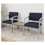 Lesro Lenox Steel Open House Navy Fabric Two Guest Arm Chairs with Sarum Twill Laminate Connecting Table Lesro Lenox Steel Open House Navy Fabric Two Guest Arm Chairs with Sarum Twill Laminate Connecting Table