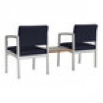 Lesro Lenox Steel Open House Navy Fabric Two Guest Arm Chairs with Sarum Twill Laminate Connecting Table Lesro Lenox Steel Open House Navy Fabric Two Guest Arm Chairs with Sarum Twill Laminate Connecting Table