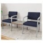 Lesro Lenox Steel Open House Navy Fabric Two Guest Arm Chairs with Sarum Twill Laminate Connecting Table Lesro Lenox Steel Open House Navy Fabric Two Guest Arm Chairs with Sarum Twill Laminate Connecting Table