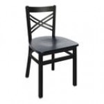 BFM Seating Akrin Sand Black Steel Side Chair with Cross Steel Back and Cherry Wooden Seat BFM Seating Akrin Sand Black Steel Side Chair with Cross Steel Back and Cherry Wooden Seat