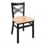 BFM Seating Akrin Sand Black Steel Side Chair with Cross Steel Back and Cherry Wooden Seat BFM Seating Akrin Sand Black Steel Side Chair with Cross Steel Back and Cherry Wooden Seat