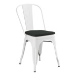 Lancaster Table & Seating Alloy Pearl White Outdoor Cafe Chair with Black Fabric Magnetic Cushion Lancaster Table & Seating Alloy Pearl White Outdoor Cafe Chair with Black Fabric Magnetic Cushion