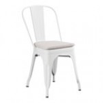 Lancaster Table & Seating Alloy Pearl White Outdoor Cafe Chair with Black Fabric Magnetic Cushion Lancaster Table & Seating Alloy Pearl White Outdoor Cafe Chair with Black Fabric Magnetic Cushion