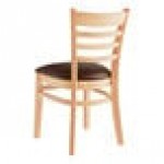 Lancaster Table & Seating Natural Finish Wood Ladder Back Chair with Dark Brown Vinyl Seat - Detached Seat