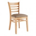 Lancaster Table & Seating Natural Finish Wood Ladder Back Chair with Dark Brown Vinyl Seat - Detached Seat
