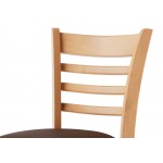 Lancaster Table & Seating Natural Finish Wood Ladder Back Chair with Dark Brown Vinyl Seat - Detached Seat