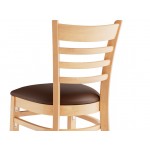 Lancaster Table & Seating Natural Finish Wood Ladder Back Chair with Dark Brown Vinyl Seat - Detached Seat
