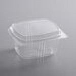 Choice 16 oz. Clear Recycled PET Tall Hinged Deli Container with Domed Lid - 50/Pack Choice 16 oz. Clear Recycled PET Tall Hinged Deli Container with Domed Lid - 50/Pack