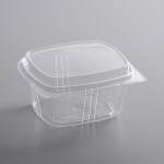 Choice 16 oz. Clear Recycled PET Tall Hinged Deli Container with Domed Lid - 50/Pack Choice 16 oz. Clear Recycled PET Tall Hinged Deli Container with Domed Lid - 50/Pack