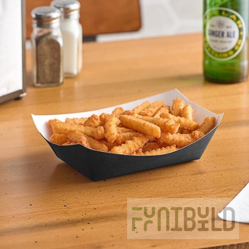 #300 3 lb. Solid Black Paper Food Tray - 500/Case