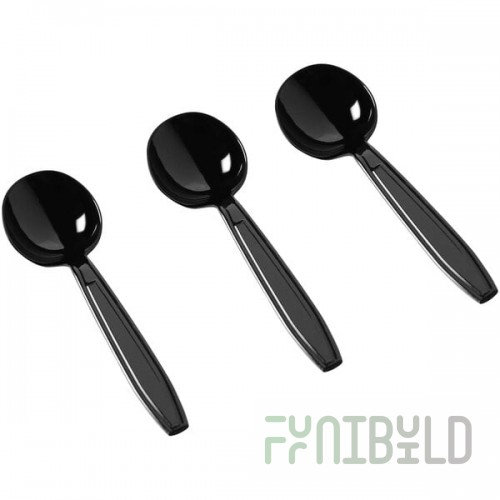Fineline Flairware Heavy Weight Black Soup Spoon - 1,000/Case
