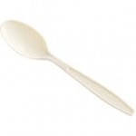 Choice Beige Heavy Weight Polystyrene Plastic Teaspoon - 100/Pack