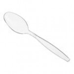 Choice Beige Heavy Weight Polystyrene Plastic Teaspoon - 100/Pack
