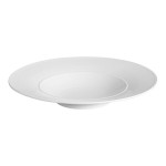 Acopa Liana 12 oz. Bright White Embossed Lines Wide Rim Porcelain Pasta Bowl - Sample