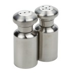 American Metalcraft SPM4 3 oz. Satin Finish Stainless Steel Salt and Pepper Shaker Set - 12/Case