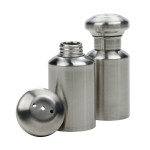 American Metalcraft SPM4 3 oz. Satin Finish Stainless Steel Salt and Pepper Shaker Set - 12/Case