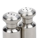American Metalcraft SPM4 3 oz. Satin Finish Stainless Steel Salt and Pepper Shaker Set - 12/Case