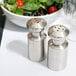 American Metalcraft SPM4 3 oz. Satin Finish Stainless Steel Salt and Pepper Shaker Set - 12/Case
