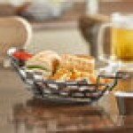 American Metalcraft BSKB811 Black Oblong Wire Basket with Ramekin Holders - 11