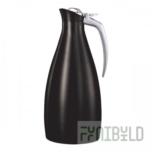 Service Ideas Altus 33.8 oz. Black Onyx Stainless Steel Insulated Coffee Carafe / Server ALTU10BSBX