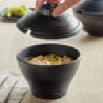 GET B-400-BK Nara 32 oz. Black Matte Round Melamine Bowl with Lid - 12/Case