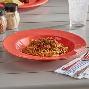 Acopa Foundations 16 oz. Orange Wide Rim Melamine Pasta Bowl - 12/Pack