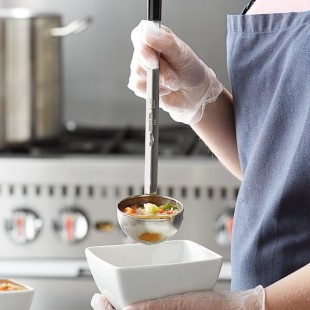 Vollrath 58044 4 oz. Two-Piece Stainless Steel Ladle with Black Kool-Touch® Handle