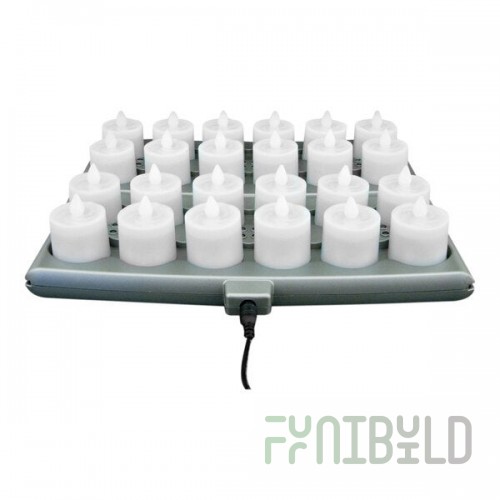 Hollowick Platinum+ 24-Piece Amber Rechargeable Flameless Candle Set with 2 Charging Trays and Power Adapter