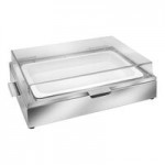 Eastern Tabletop 8 Qt. Full Size Black Coated Cold Chafer with Acrylic Cover and Food Pan 9080MB