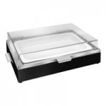 Eastern Tabletop 8 Qt. Full Size Black Coated Cold Chafer with Acrylic Cover and Food Pan 9080MB