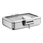 Acopa Manchester 8 Qt. Full Size Stainless Steel Induction Chafer with Glass Top and Soft Close Lid