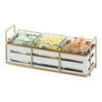 Cal-Mil Empire White / Gold Metal Jar Display with 3 Glass Jars - 12 1/2
