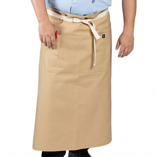 Uncommon Chef 3119 Light Beige Customizable 100% Cotton Canvas Marvel Bistro Apron with Natural Webbing and 1 Pocket - 33